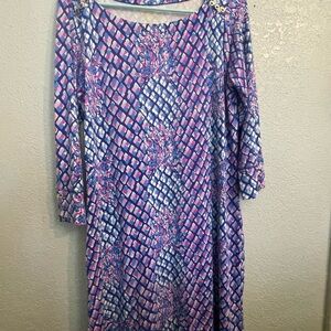 Lilly Pulitzer Purple Pink Blue Geometric Shift Dress